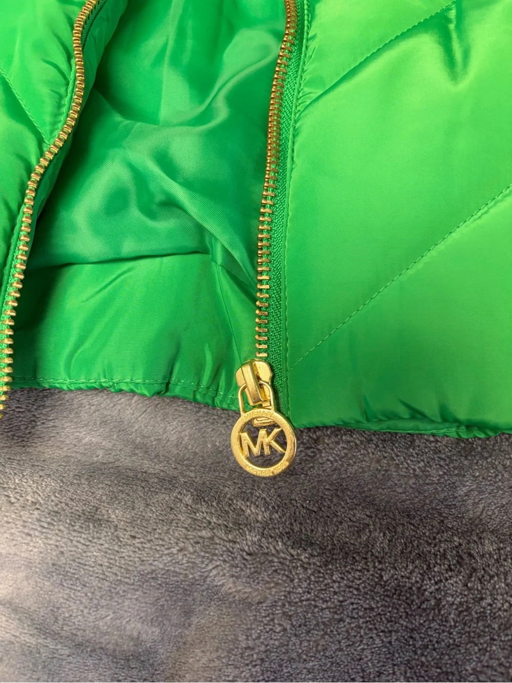 Michael Kors Bright Green Quilted Sleeveless Puffer Vest